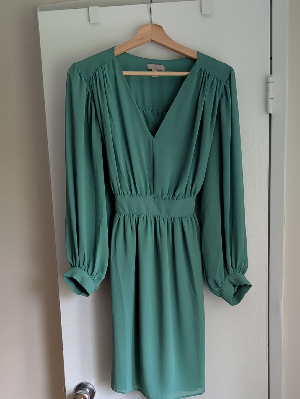 H&M Long Sleeve V-Neck Teal Green Dress